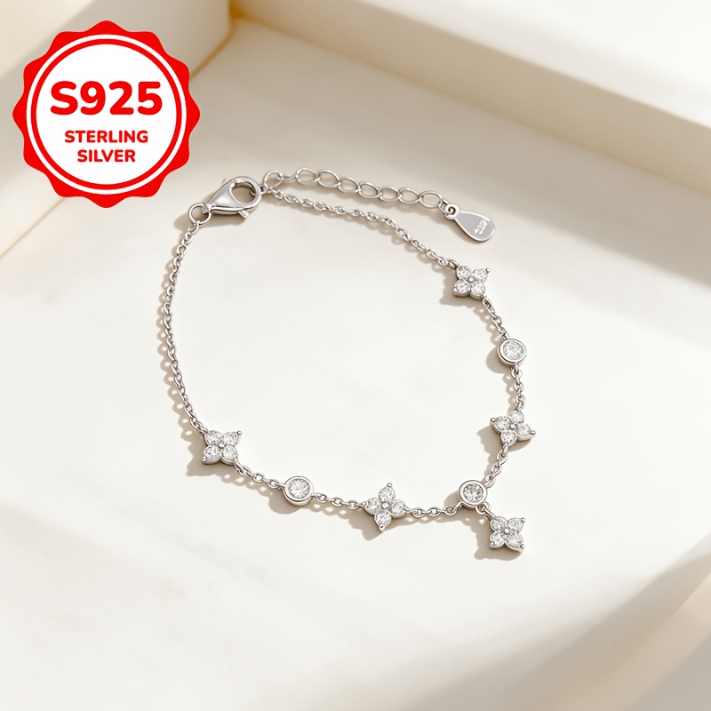Women's 925 Sterling Silver Four-Leaf Clover Bracelet